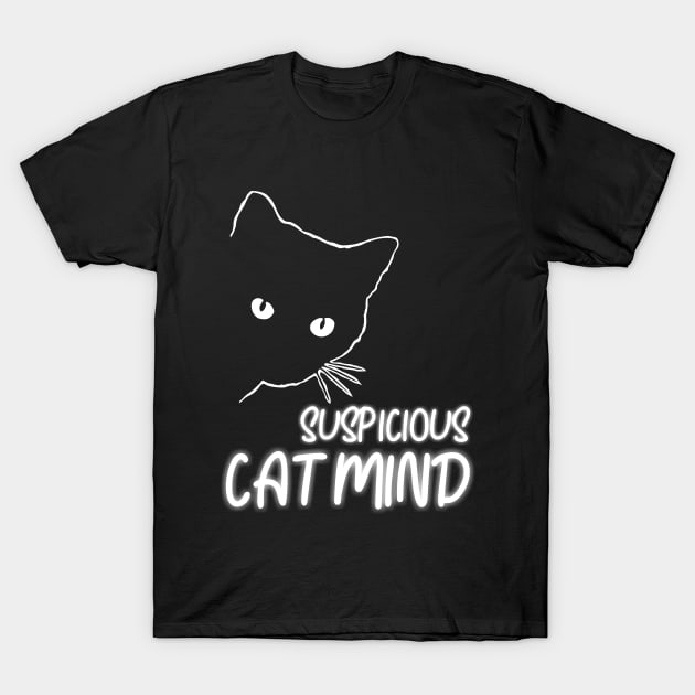 Suspicious Cat Mind Neon Funny Cat T-Shirt by Pannolinno